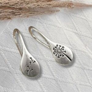 Boho Silver Dandelion Drop Earrings
